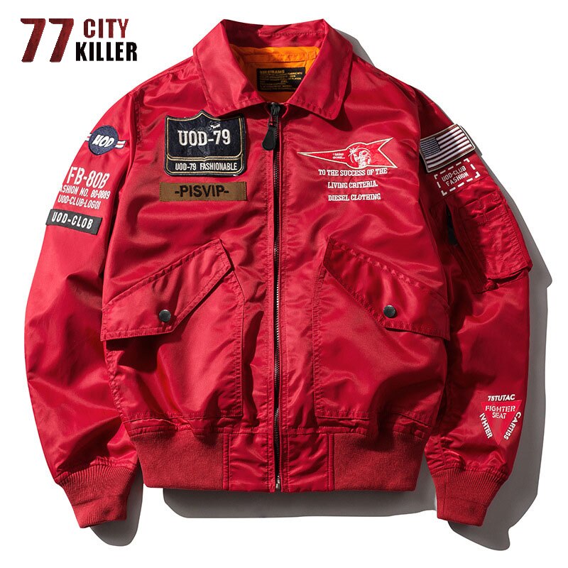 MA1 Bomber Jacket Men Spring Autumn Streetwear Embroidery Air Force Baseball Jacket Male Military Windbreaker Chaqueta Hombre